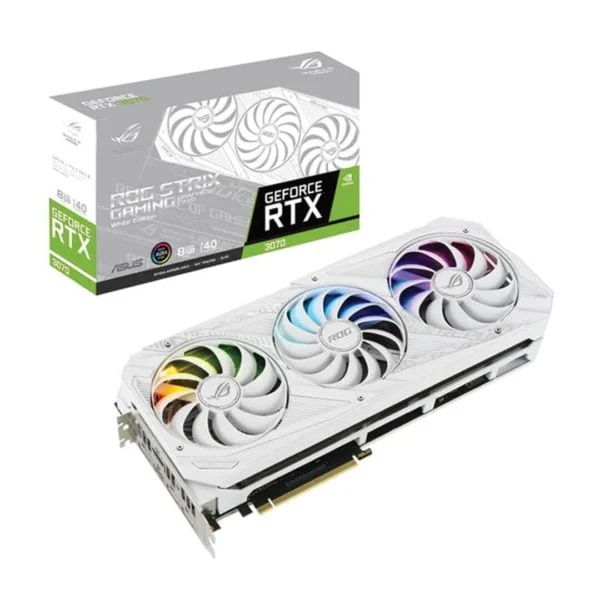 Asus ROG STRIX GeForce RTX 3070 8G White V2 - ATLAS GAMING - Cartes Graphiques|Cartes Graphiques 8GB Asus ROG Maroc - PC Gamer Maroc - Workstation Maroc