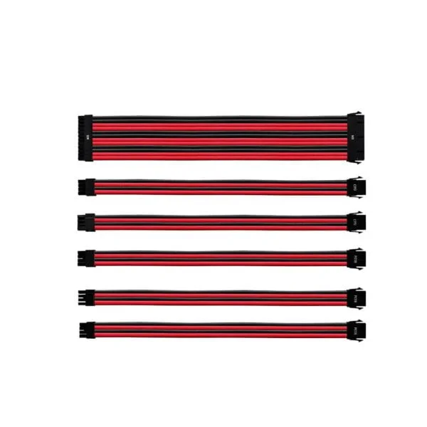 Cooler Master Sleeved Extension Cable Kit Rouge et Noir - ATLAS GAMING - Modding Cooler Master Maroc - PC Gamer Maroc - Workstation Maroc
