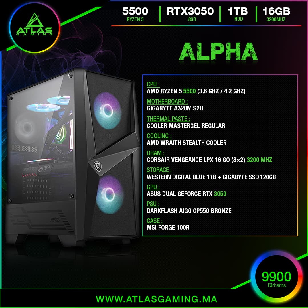 Alpha - ATLAS GAMING - PC Gamer Atlas Gaming Maroc - PC Gamer Maroc - Workstation Maroc