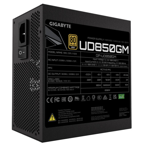Gigabyte Ud850Gm 850W Gold Full Modular 80 3